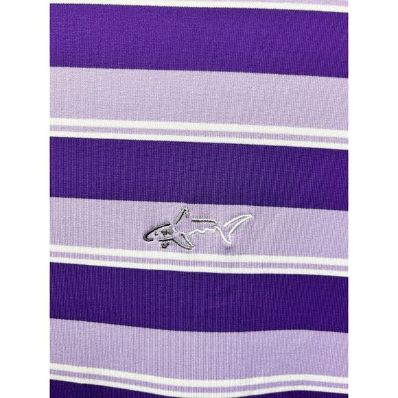 Greg Norman Polo Shirt‎ Mens Medium Purple StriAttack Life Play Dry Striped Golf - Picture 5 of 6